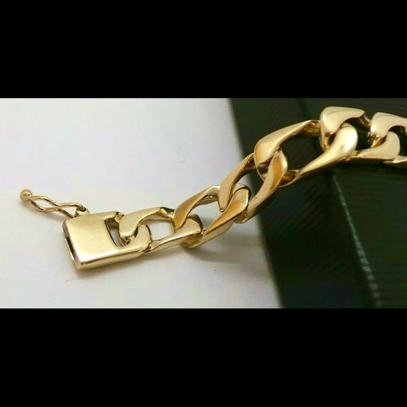 14K Yellow Solid GOLD LINK BRACELET - Picture 6 of 8